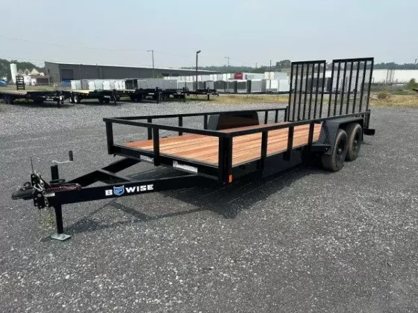 BWise 7 x 18 Equipment Trailer – Split Landscape Ramp - Image 4