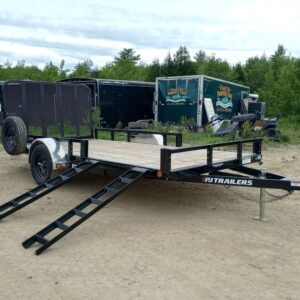 2024 PJ Trailers 7x14 Powder Coated Open Utility w/Rear Ramp Gate, ATV Side Loading Ramps